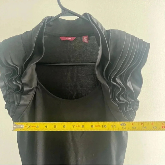 TED BAKER BLACK RUFFLE MINI DRESS SIZE SMALL  SHORT DRESS SIZE 1 - Picture 5 of 9